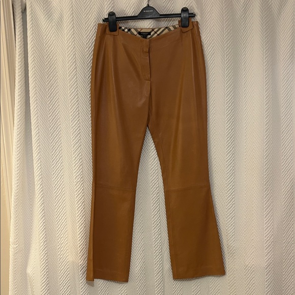 Burberry Camel Leather Trousers